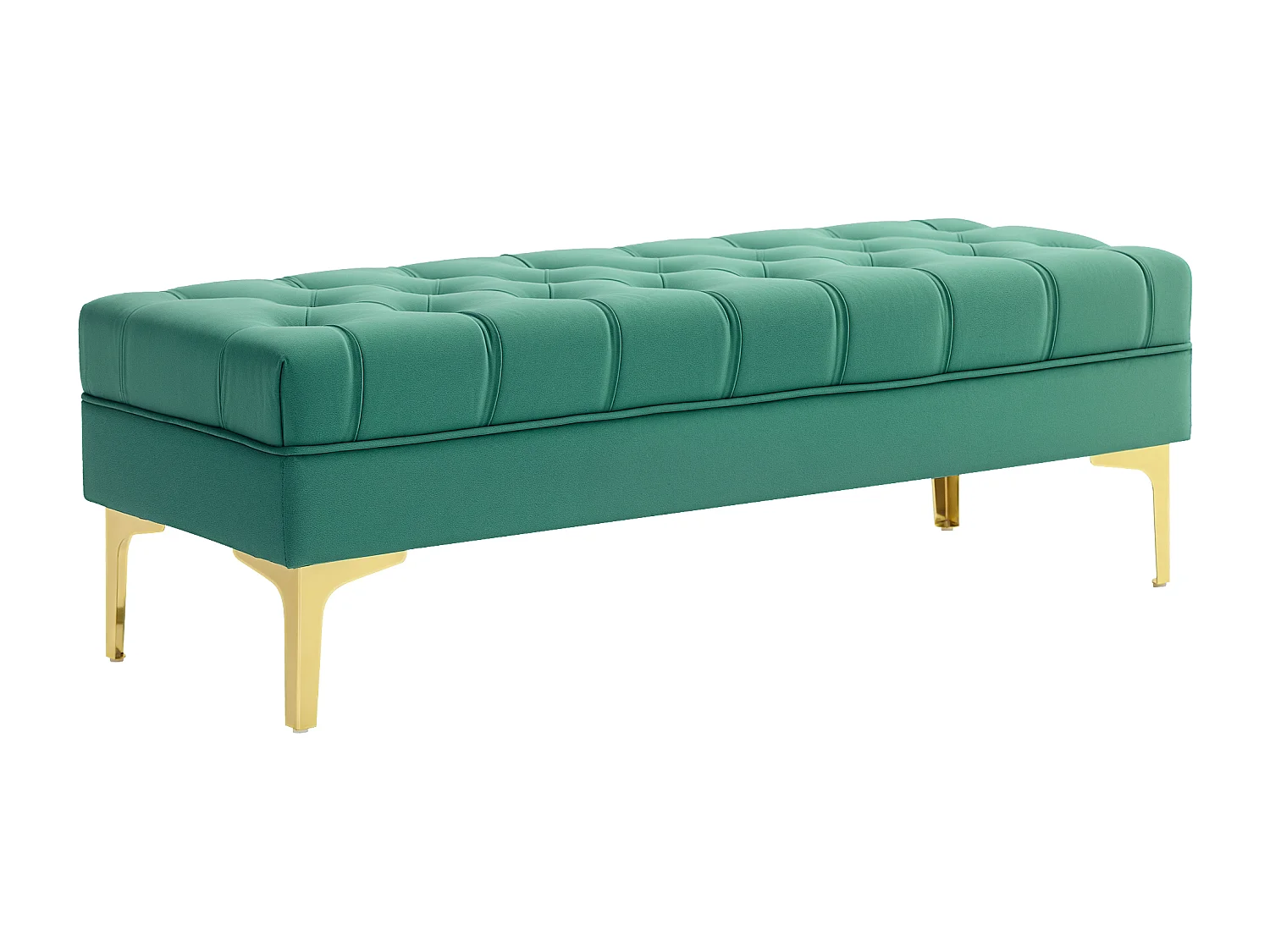 Panca fondo letto in tessuto effetto velluto trapuntato verde scuro