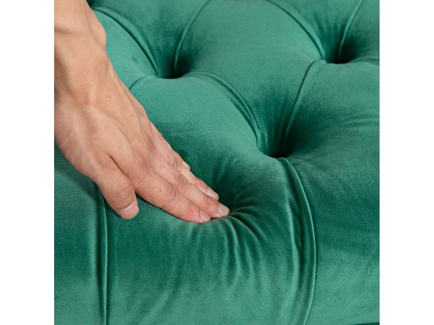 Panca fondo letto in tessuto effetto velluto trapuntato verde scuro