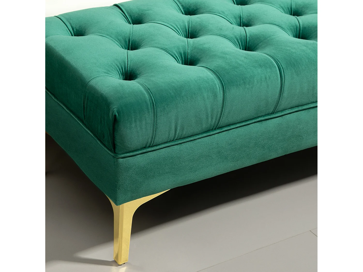 Panca fondo letto in tessuto effetto velluto trapuntato verde scuro