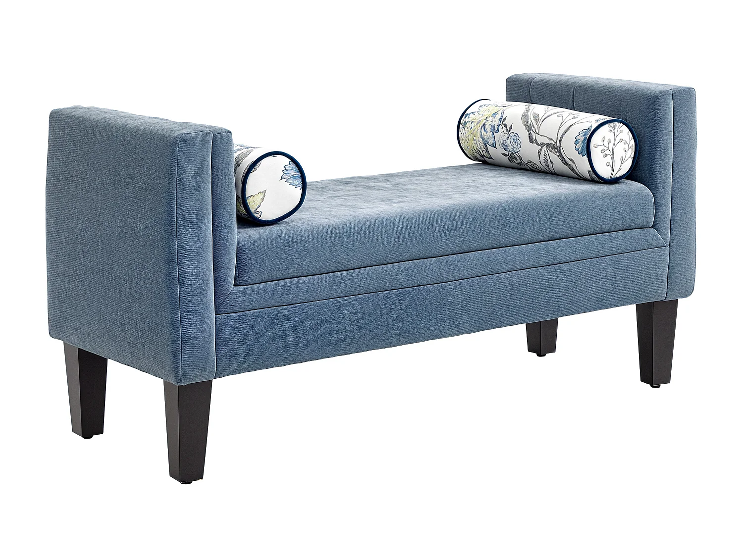 Panca fondoletto con braccioli 2 cuscini in ciniglia legno grigio nero