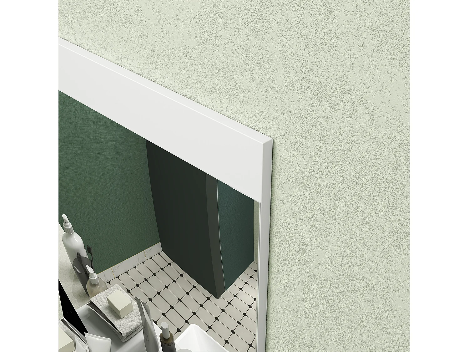 Specchio bagno da parete moderno con mensola portaoggetti bianco