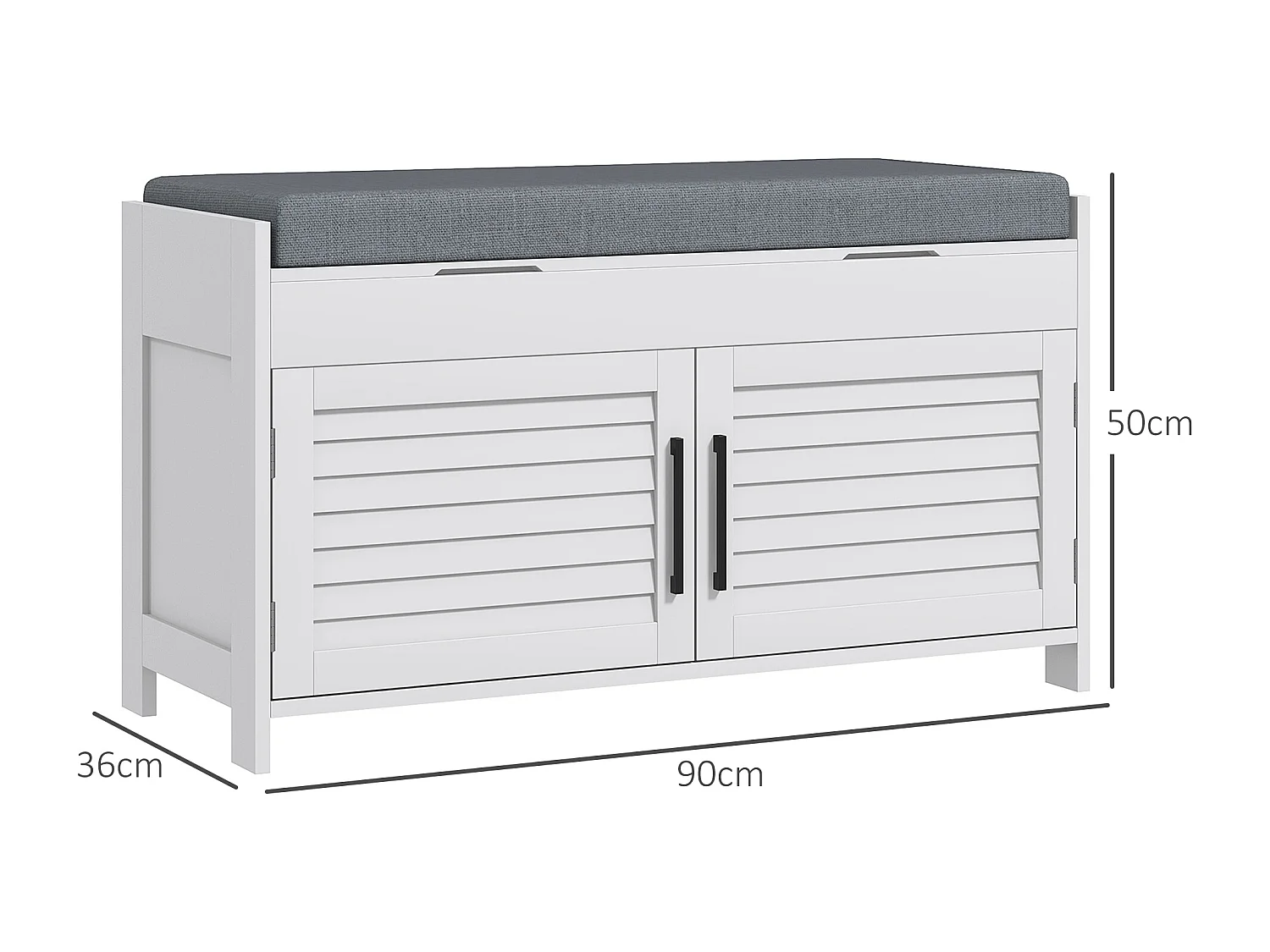 Panca scarpiera con ripiano interno regolabile bianco e grigio