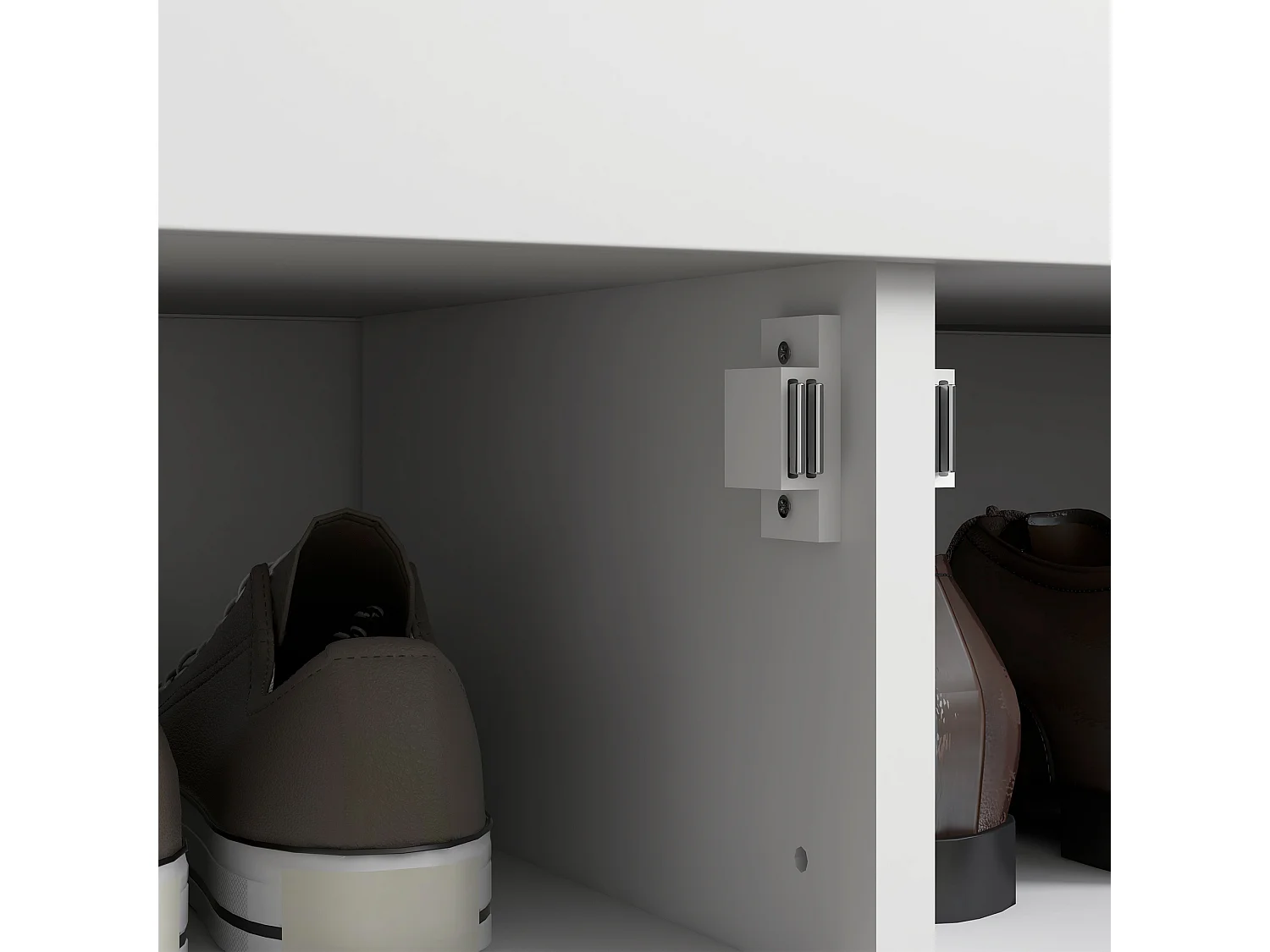 Panca scarpiera con ripiano interno regolabile bianco e grigio