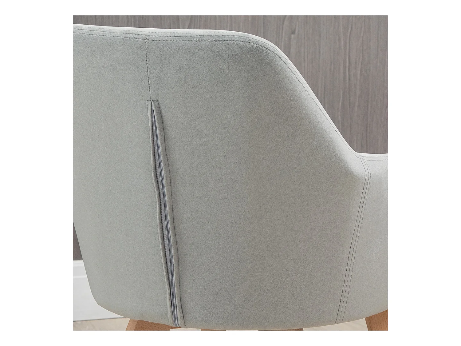 Set 2 sedie per sala da pranzo in velluto con braccioli grigio