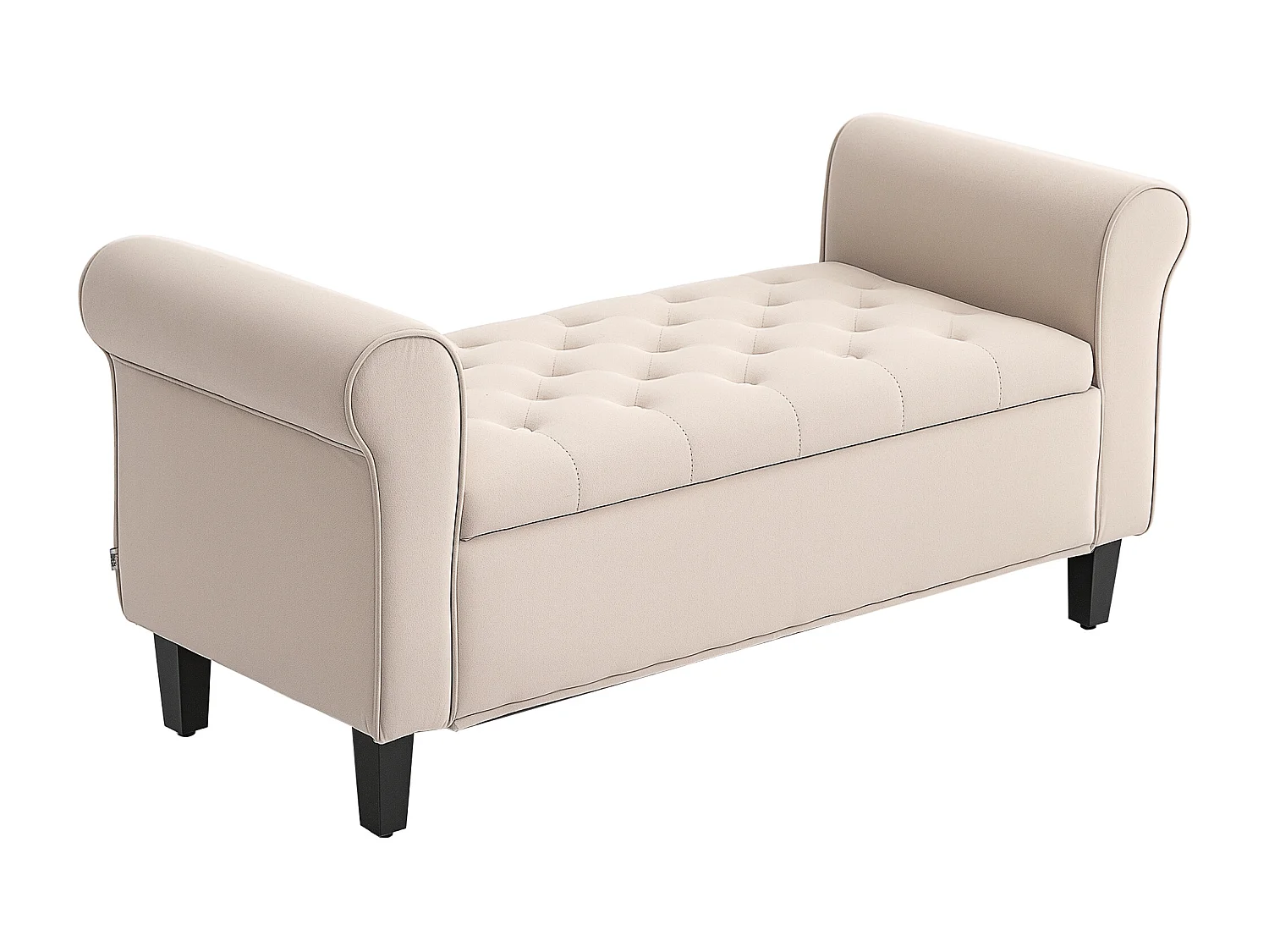 Panca fondo letto con spazio portaoggetti braccioli arrotolati