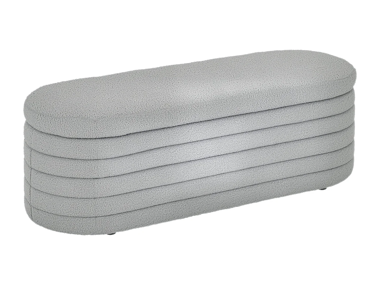 Panca fondo letto con contenitore in tessuto teddy grigio chiaro