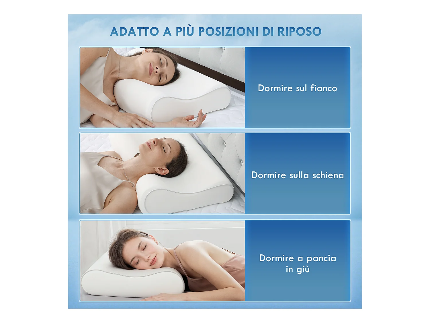 Cuscino cervicale in memory foam a doppia altezza 60x40x10/12 cm crema