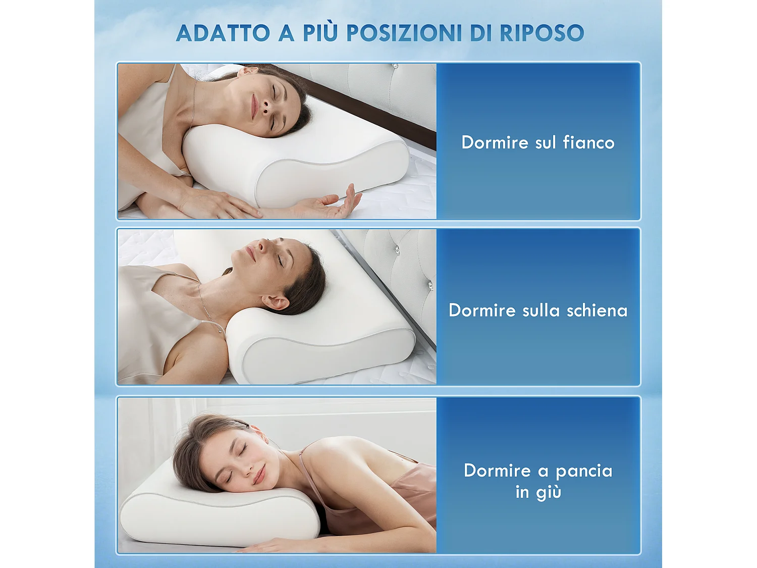Cuscino cervicale in memory foam a doppia altezza 60x40x10/12 cm crema
