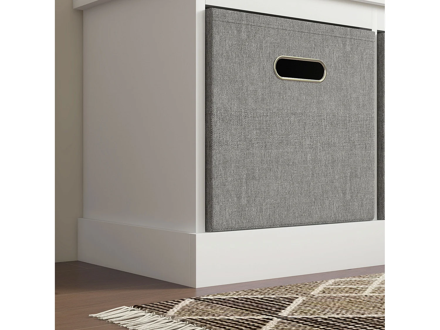 Panca scarpiera con 3 cassetti e seduta imbottita bianco