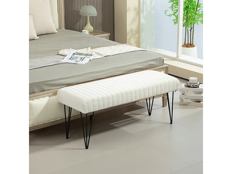 Panca fondoletto moderna con gambe a forcina bianco crema