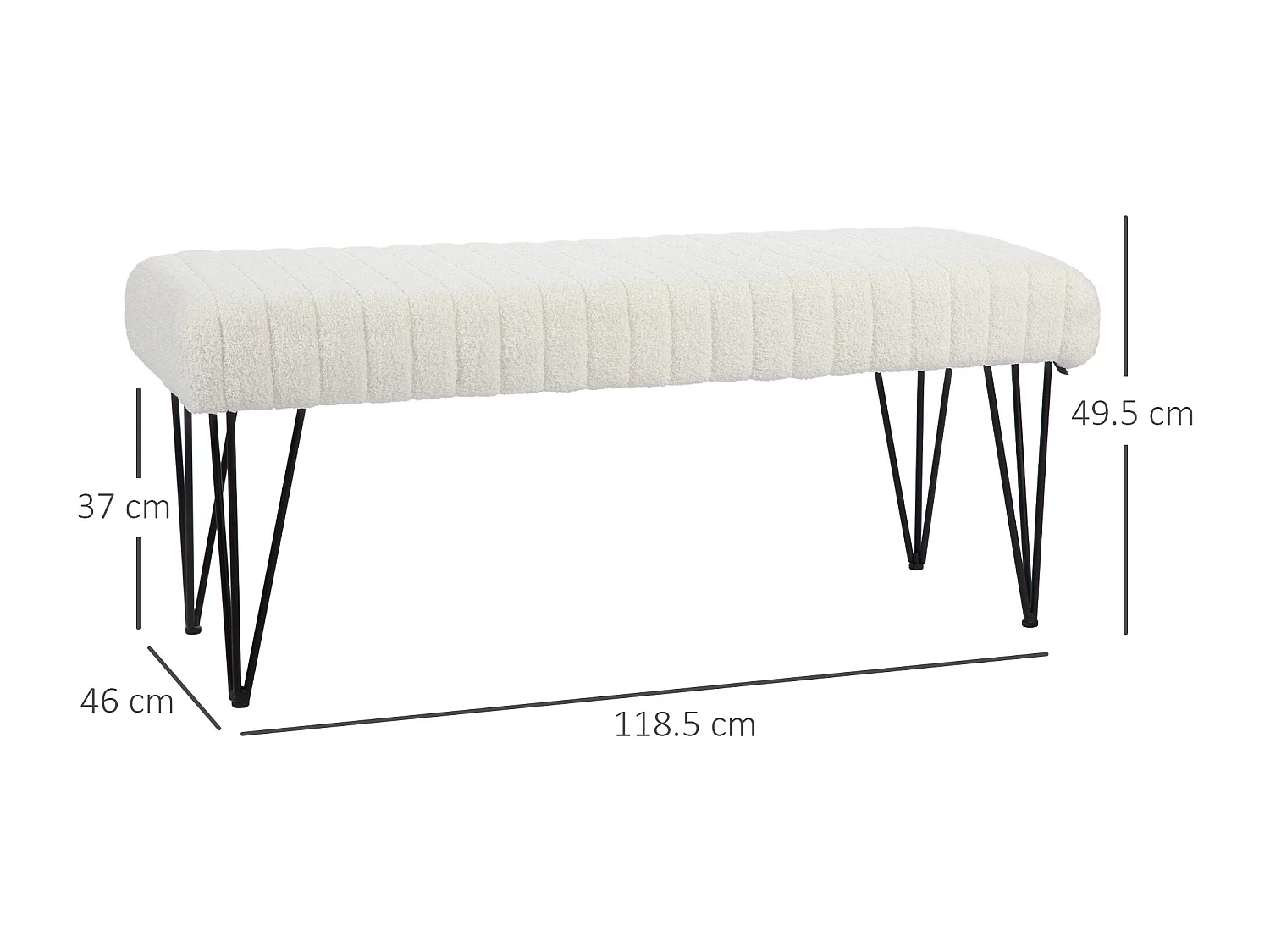 Panca fondoletto moderna con gambe a forcina bianco crema