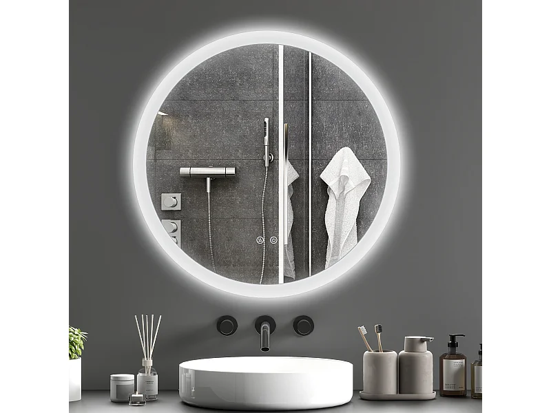 Specchio bagno illuminato regolabile e antiappannamento Ø60cm