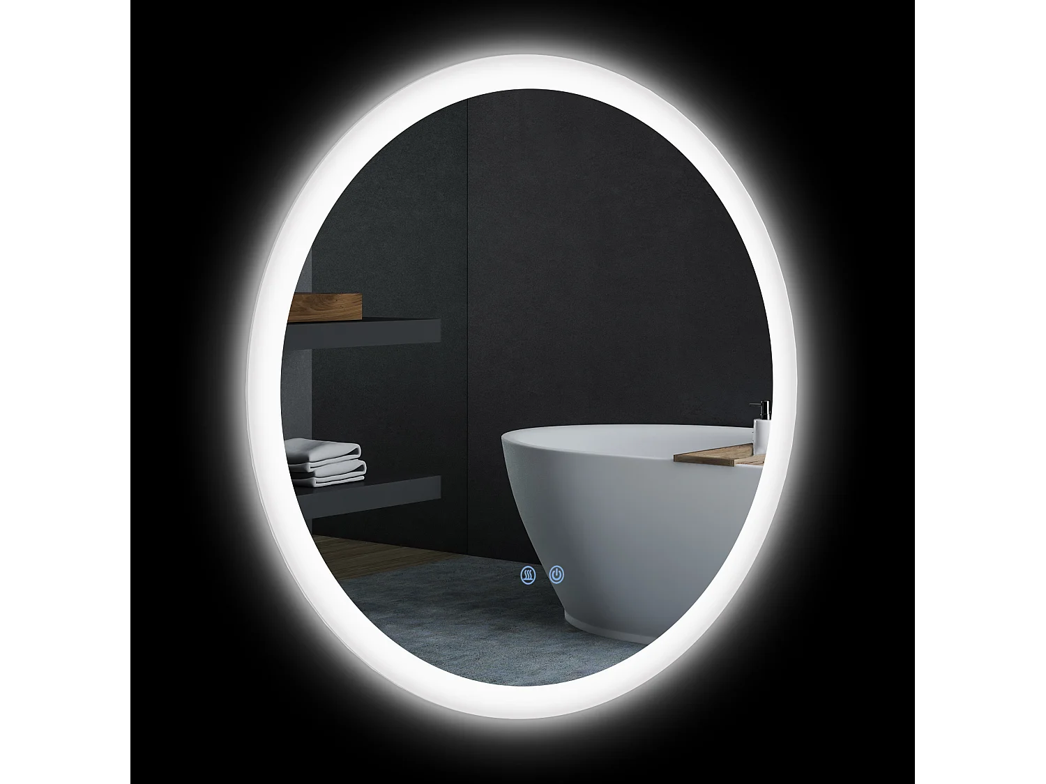 Specchio bagno illuminato regolabile e antiappannamento Ø60cm