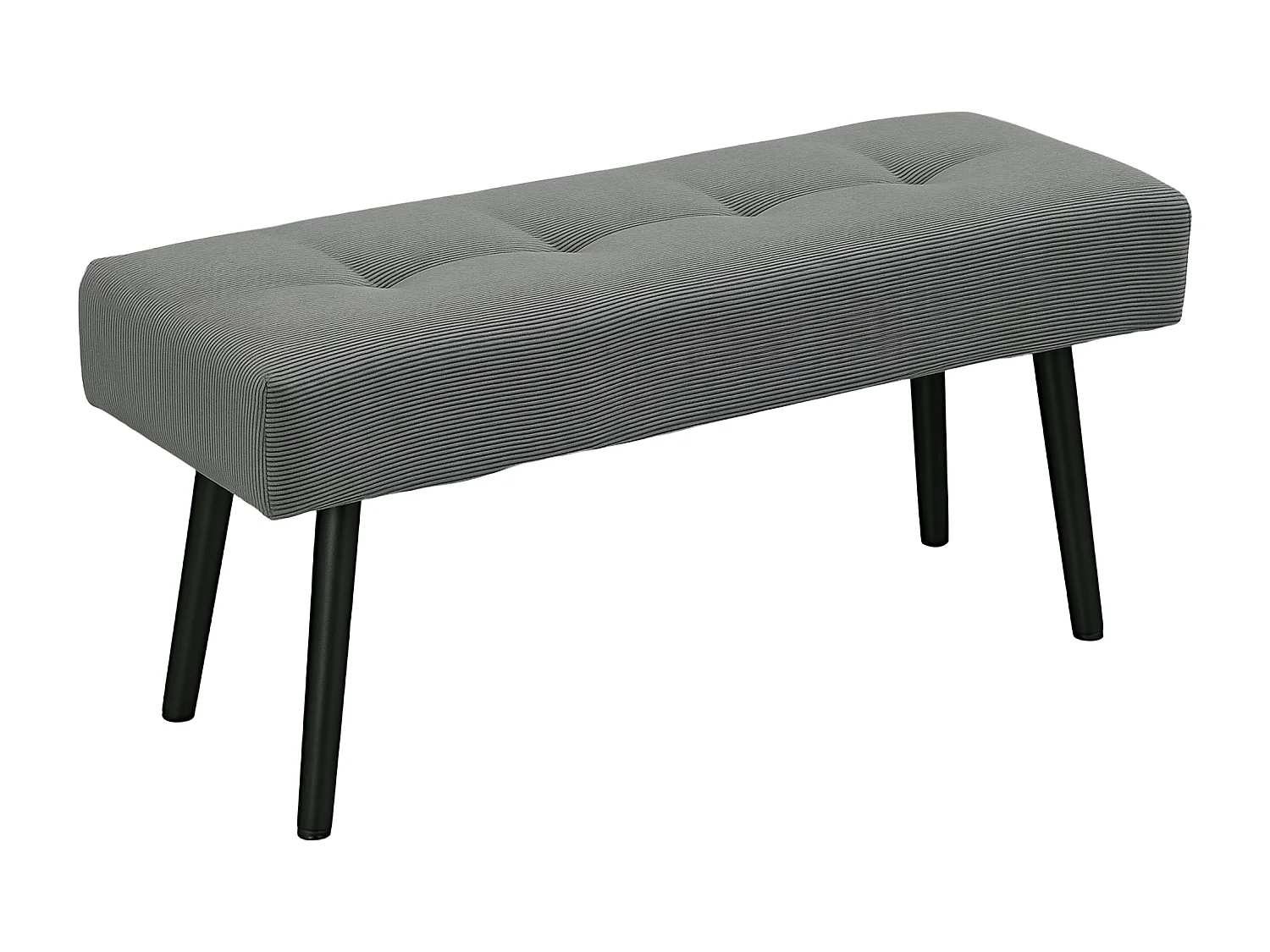 Panca fondo letto in tessuto vellutato a coste 100x36x45 cm grigio
