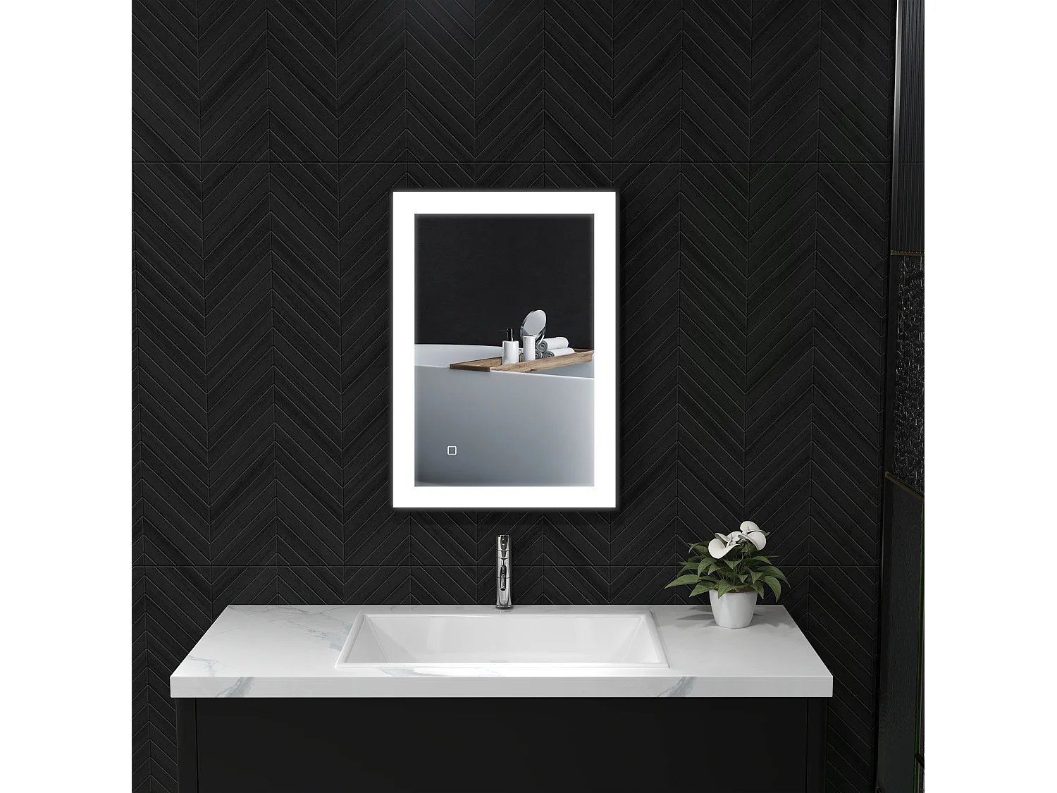 Specchio da bagno con illuminazione a led regolabile nero