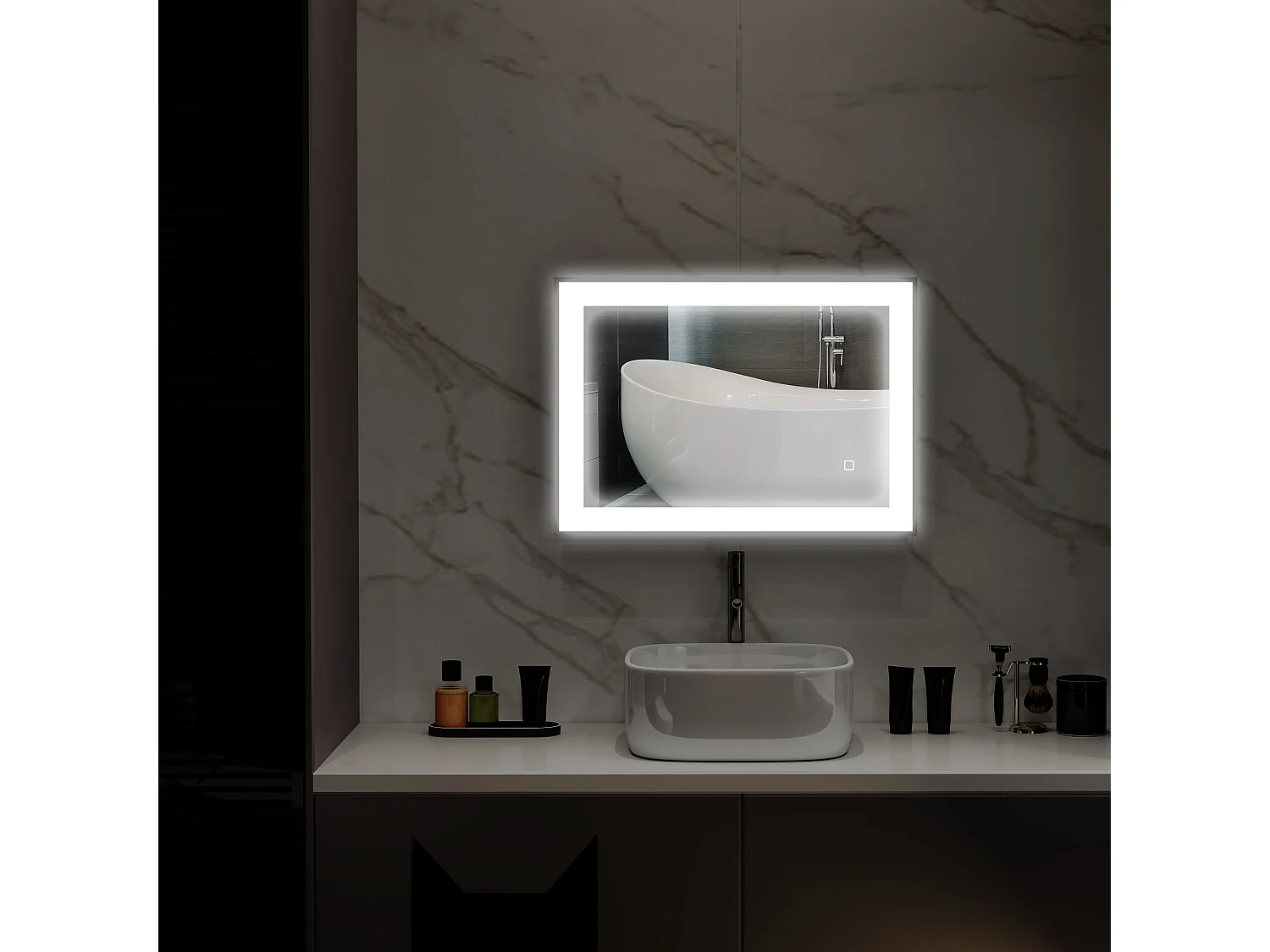 Specchio da bagno con illuminazione a led regolabile nero