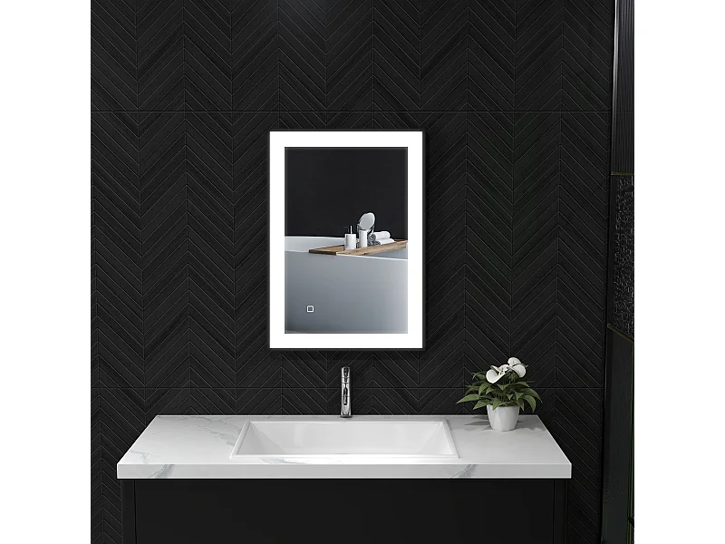 Specchio da bagno con illuminazione a led regolabile nero