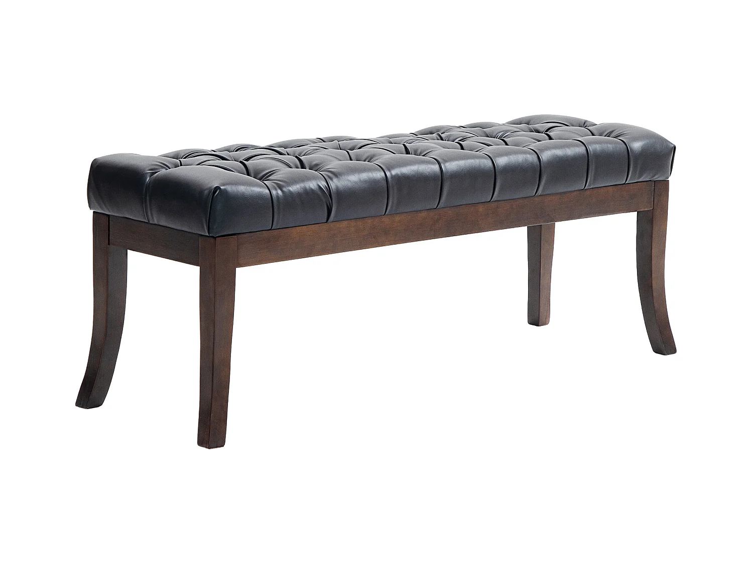 Panca fondo letto imbottita a bottoni con gambe ricurve nera