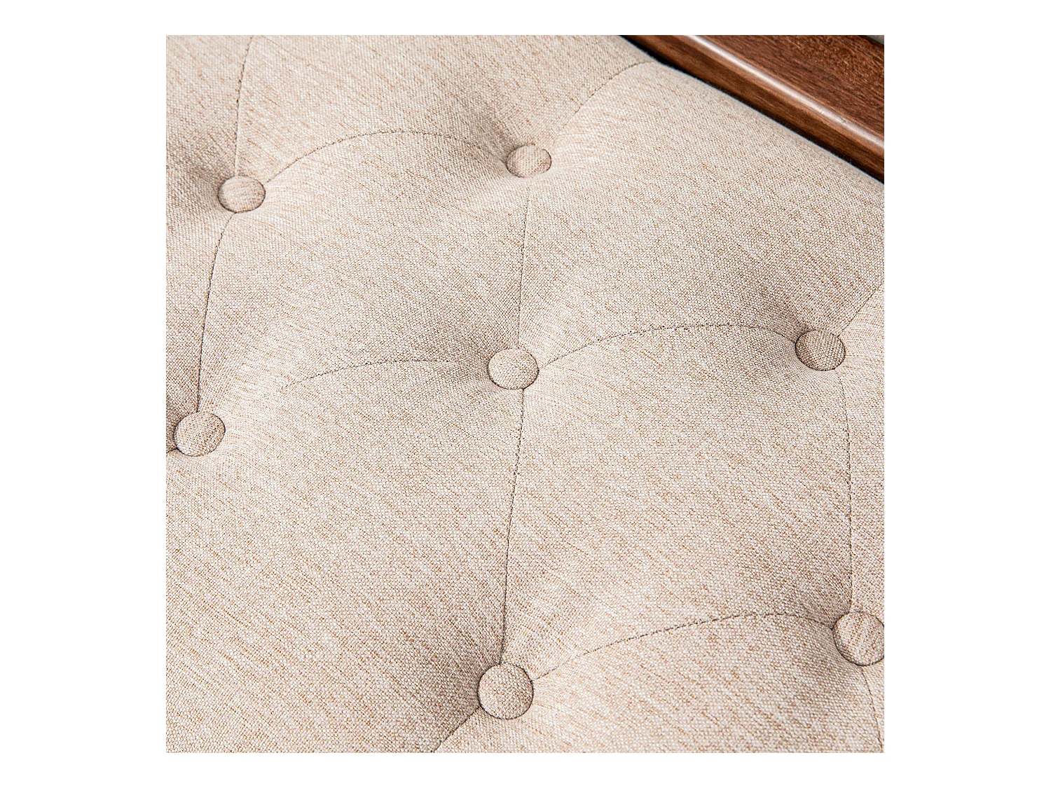 Panca fondo letto imbottita in poliestere e legno 141x44x65 cm beige