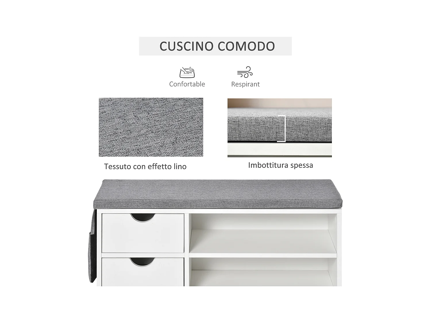 Scarpiera salvaspazio in legno bianco panca scarpiera