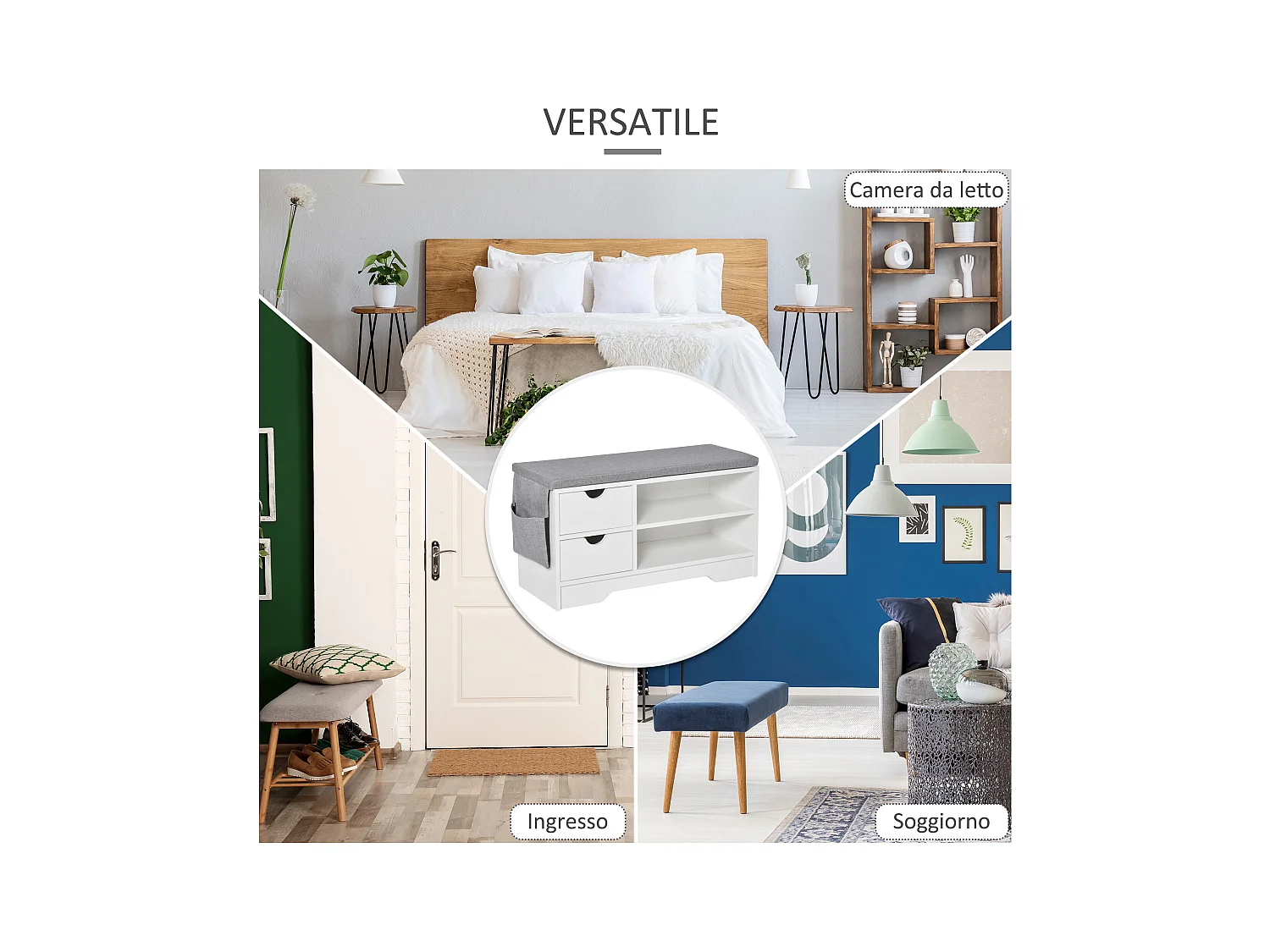 Scarpiera salvaspazio in legno bianco panca scarpiera