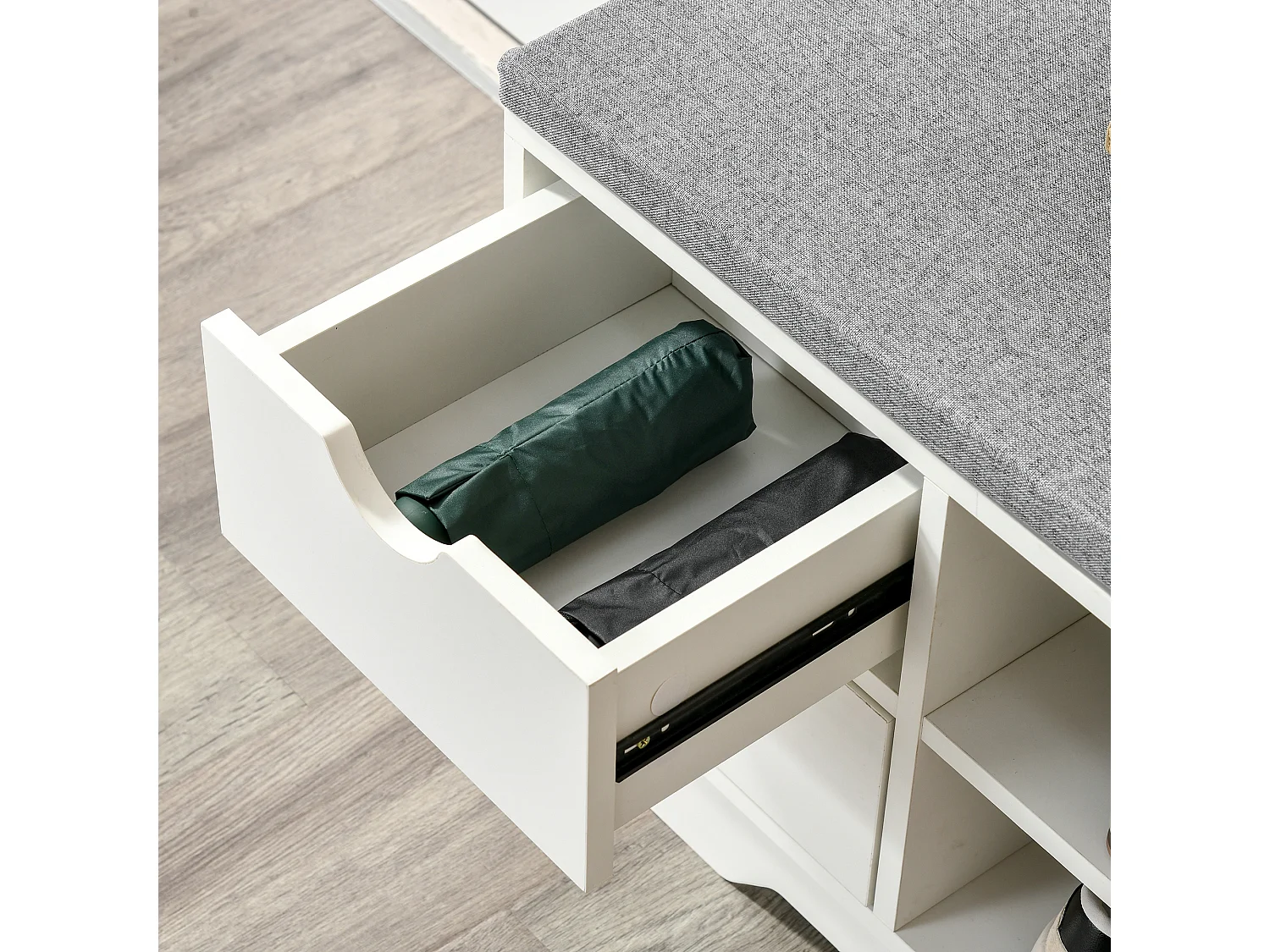 Scarpiera salvaspazio in legno bianco panca scarpiera