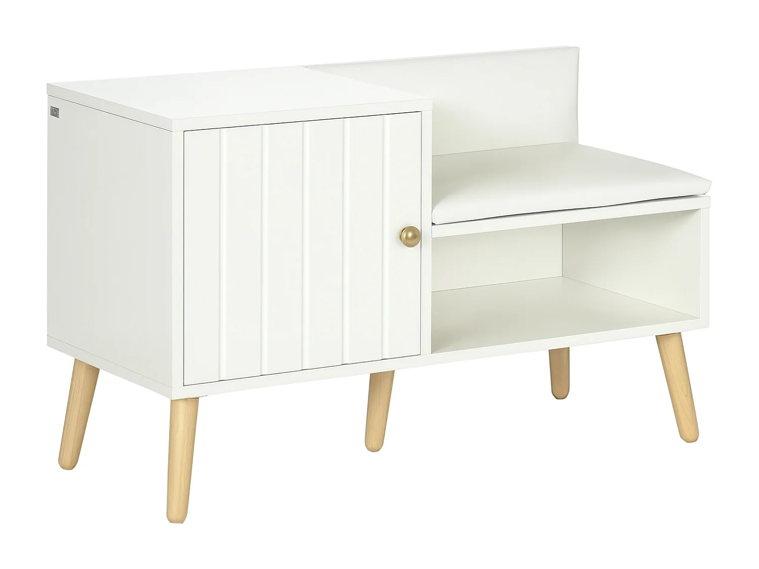 Scarpiera con panca imbottita e armadietto per 4 paia scarpe bianco