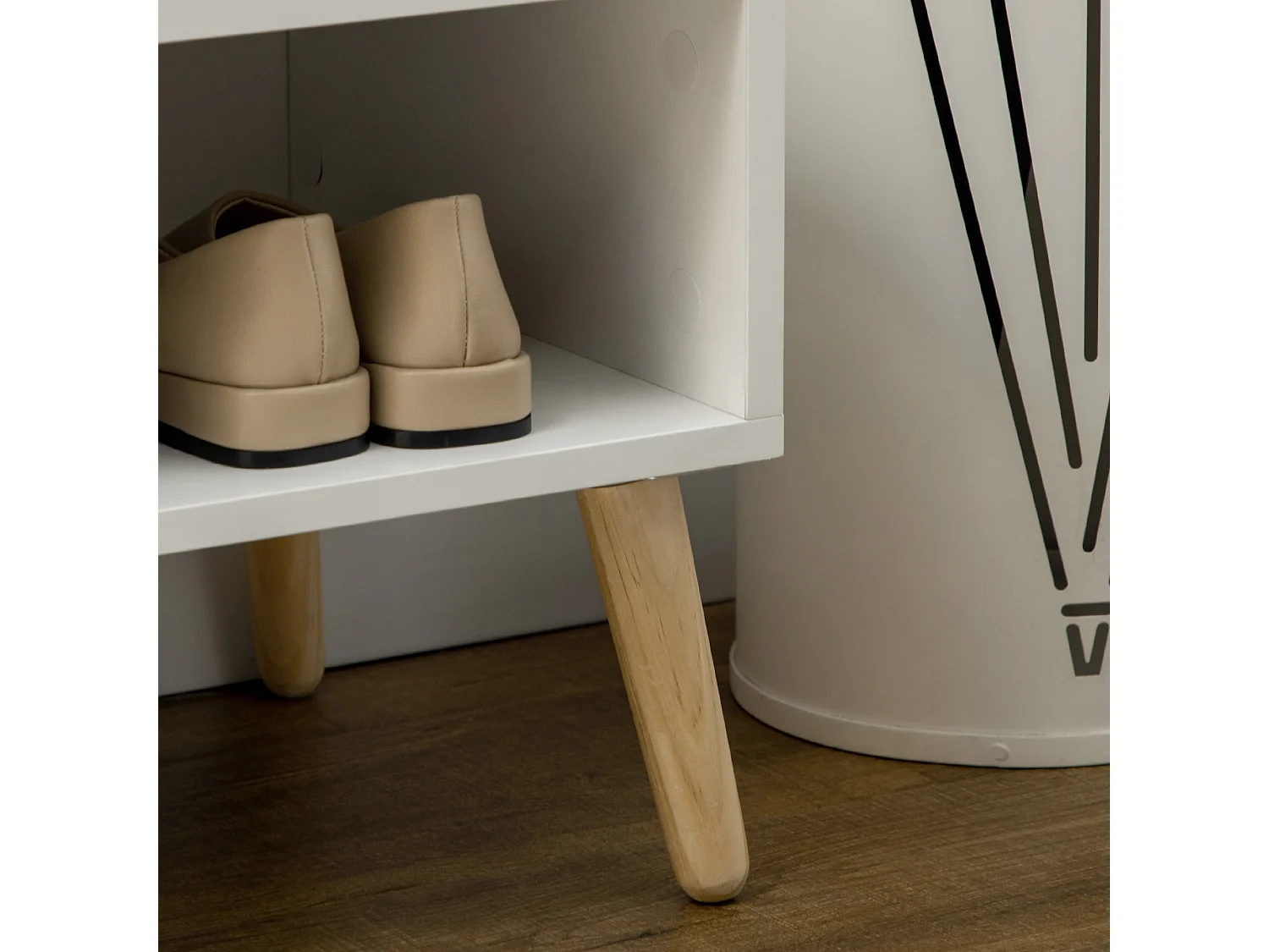 Scarpiera con panca imbottita e armadietto per 4 paia scarpe bianco