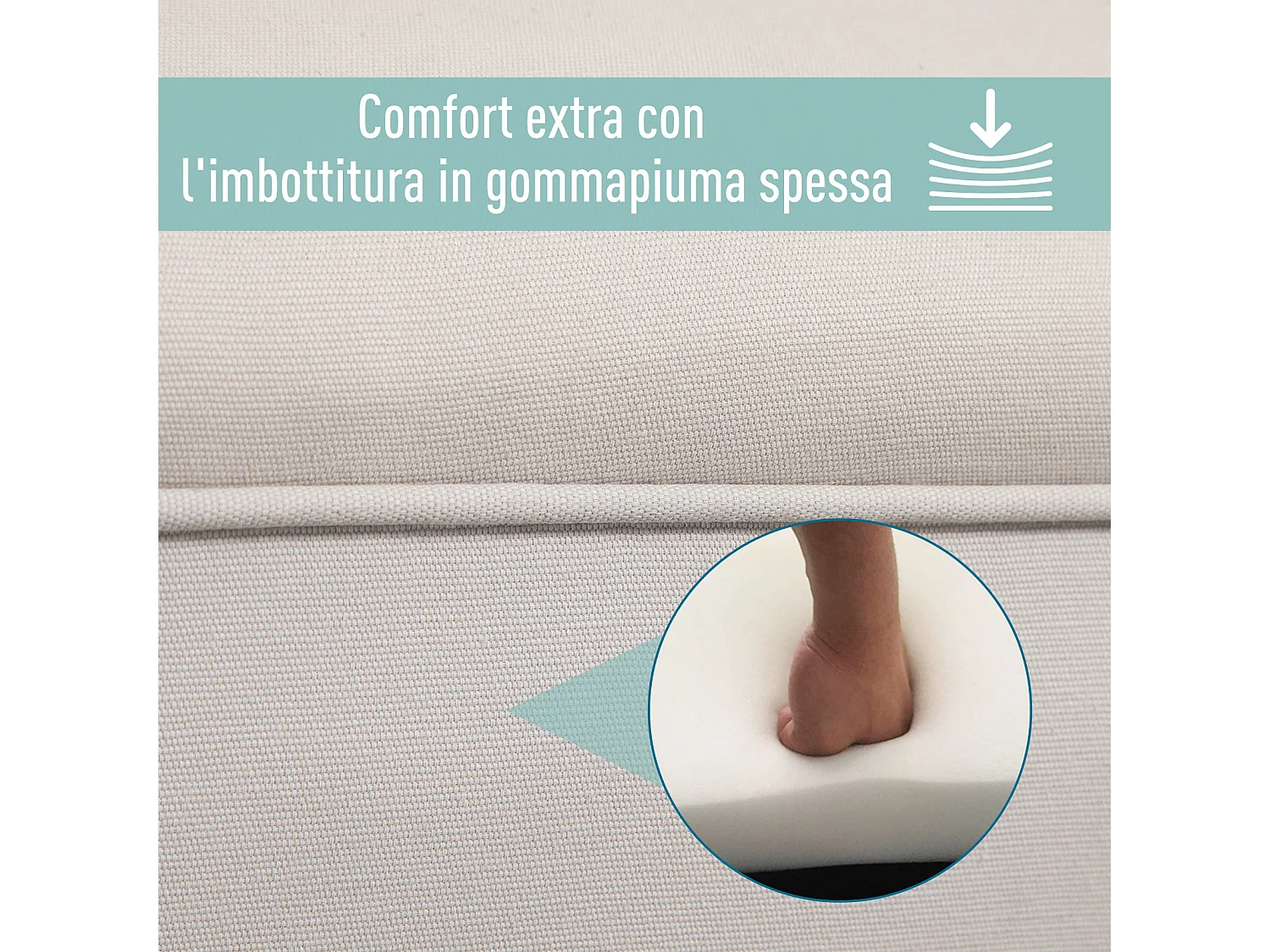 Panca fondo letto imbottita con braccioli arrotolati grigia