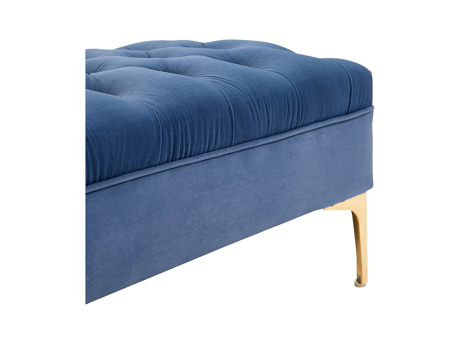 Panca imbottita fondoletto in tessuto vellutato blu