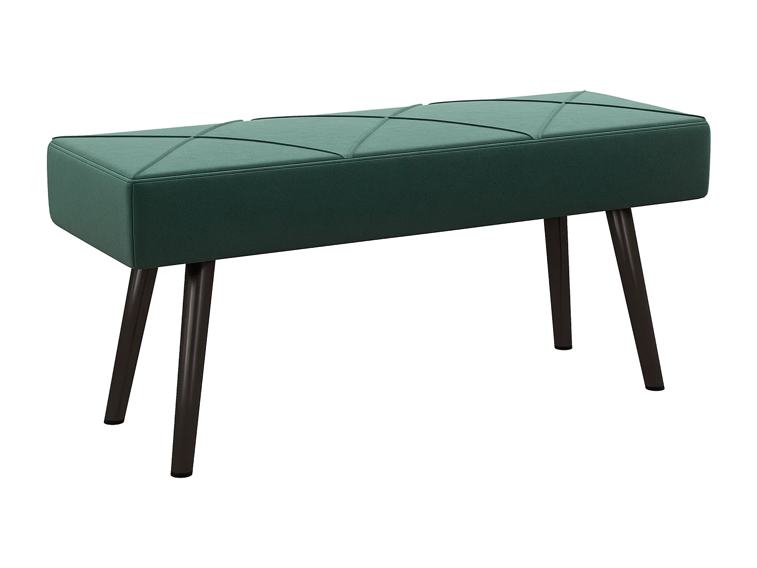 Panca imbottita fondoletto in velluto e acciaio 100x36x45cm verde nero