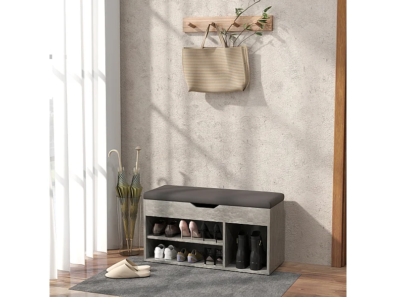 Scarpiera salvaspazio a 3 ripiani aperti in pelle pu nero e grigio