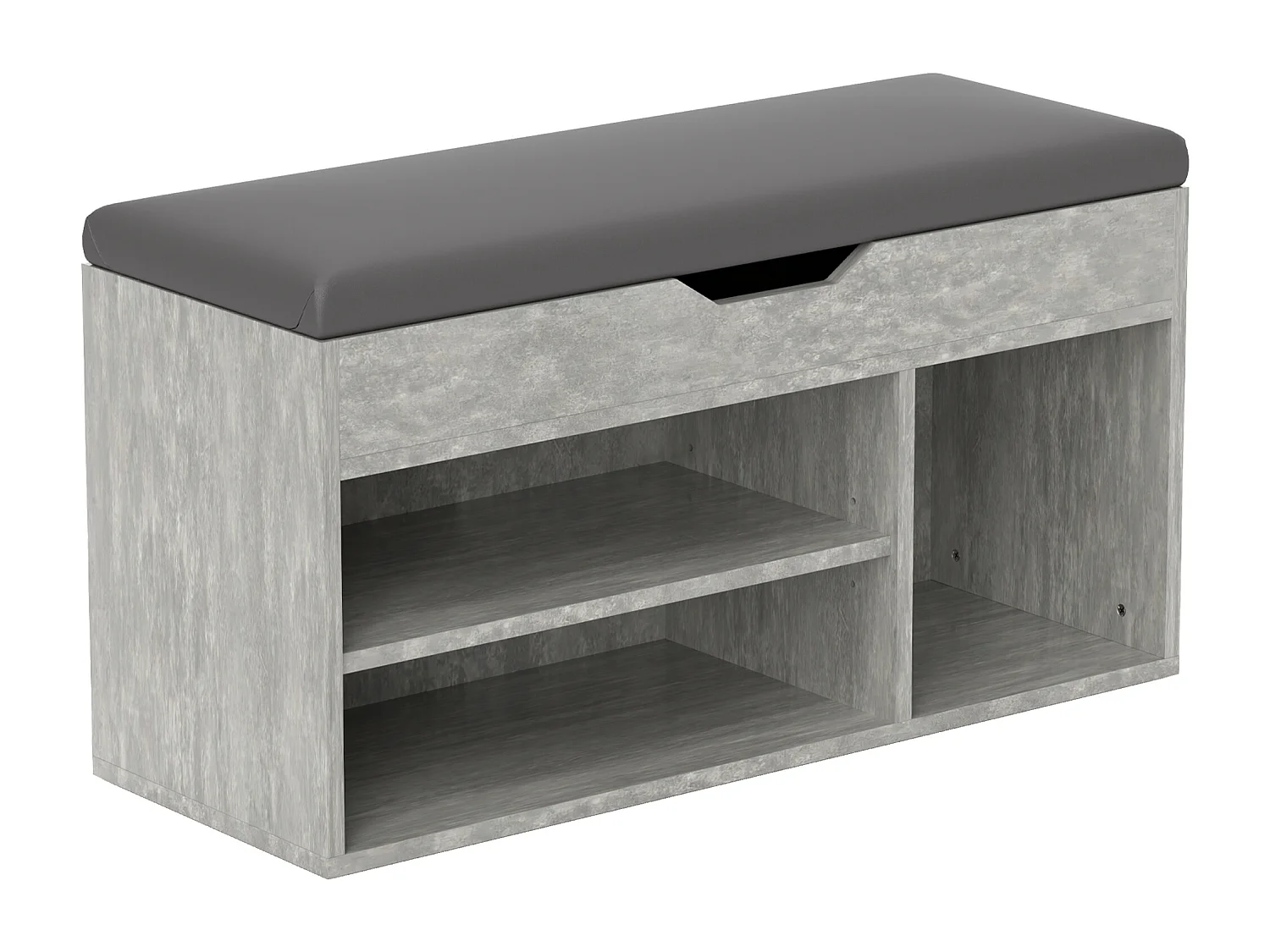 Scarpiera salvaspazio a 3 ripiani aperti in pelle pu nero e grigio