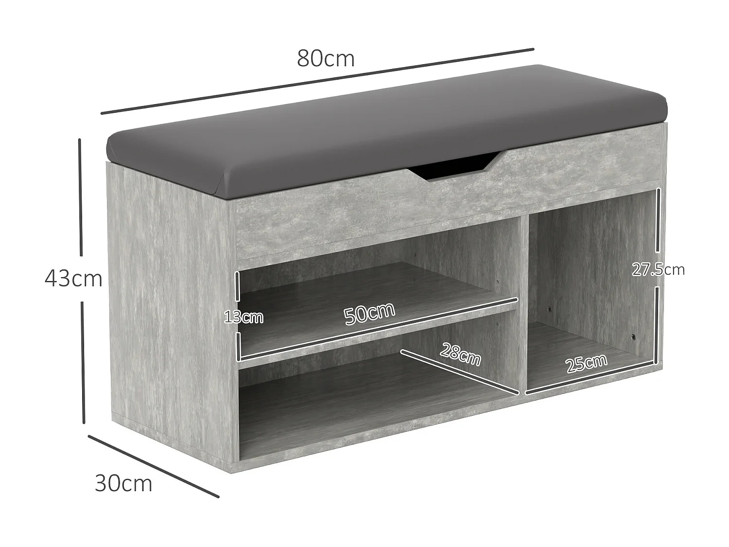 Scarpiera salvaspazio a 3 ripiani aperti in pelle pu nero e grigio