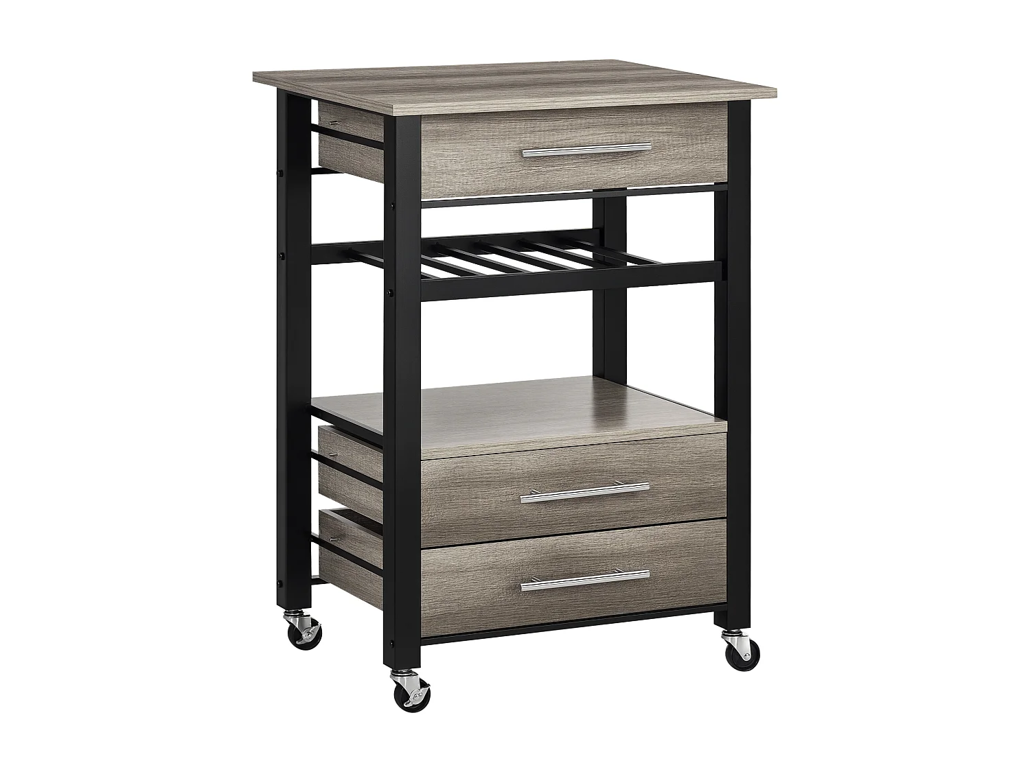 Carrello portavivande cucina 3 cassetti e mensola 60x50x84.5cm