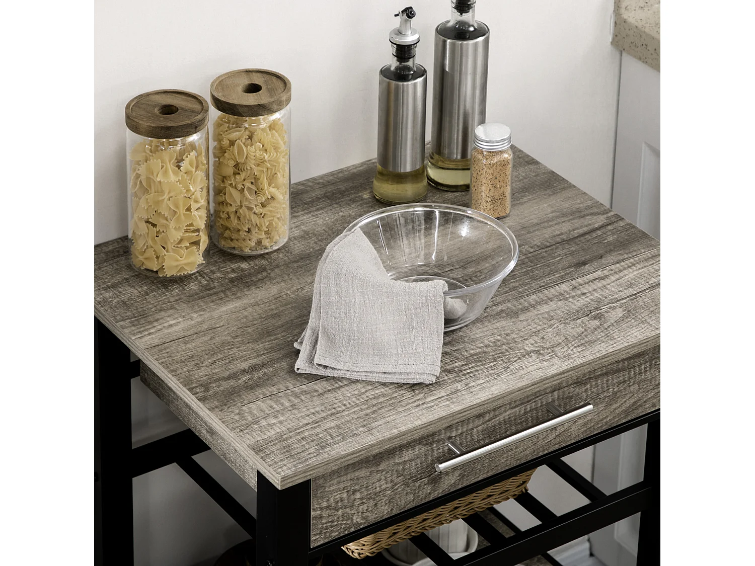 Carrello portavivande cucina 3 cassetti e mensola 60x50x84.5cm