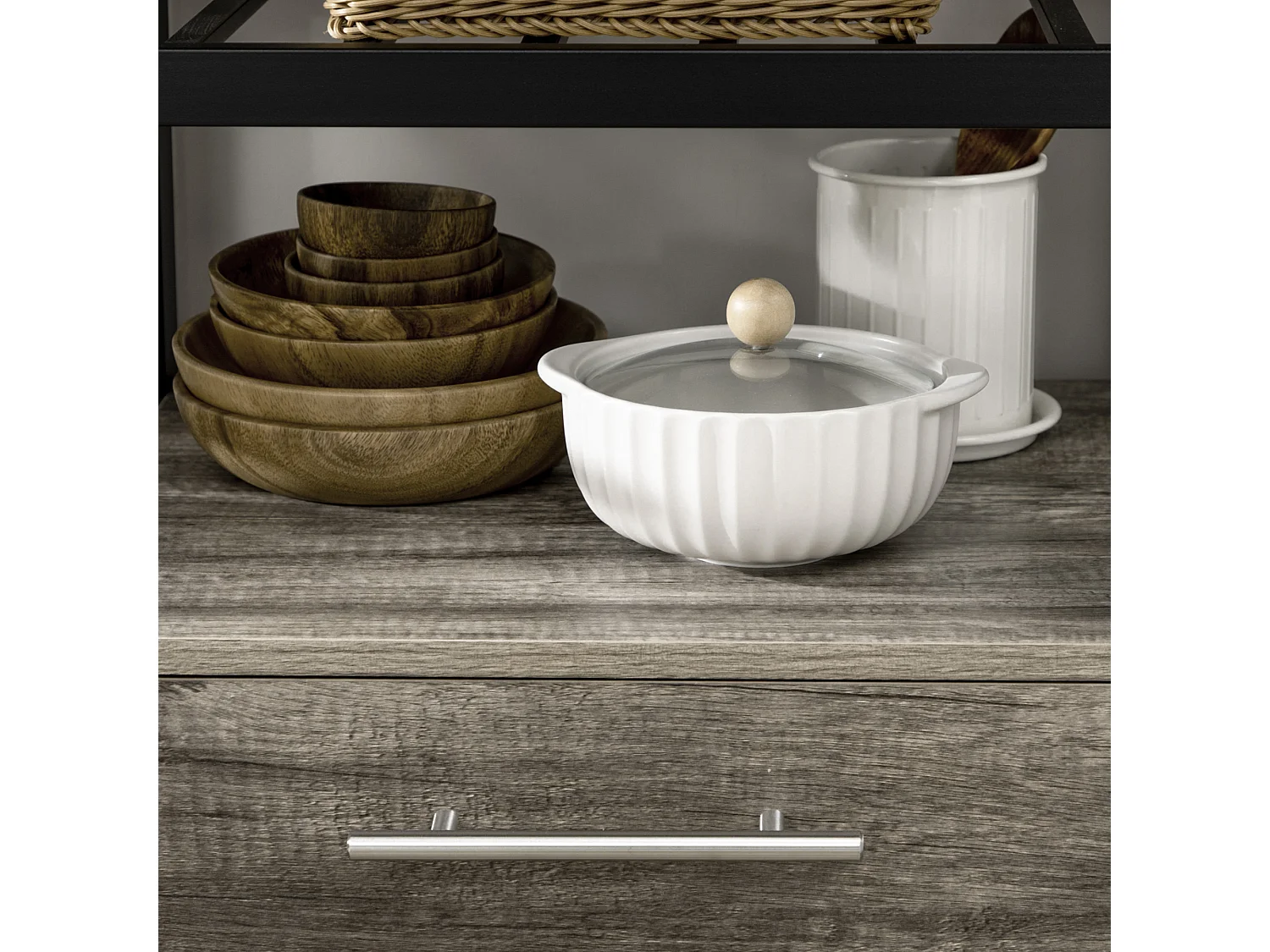 Carrello portavivande cucina 3 cassetti e mensola 60x50x84.5cm