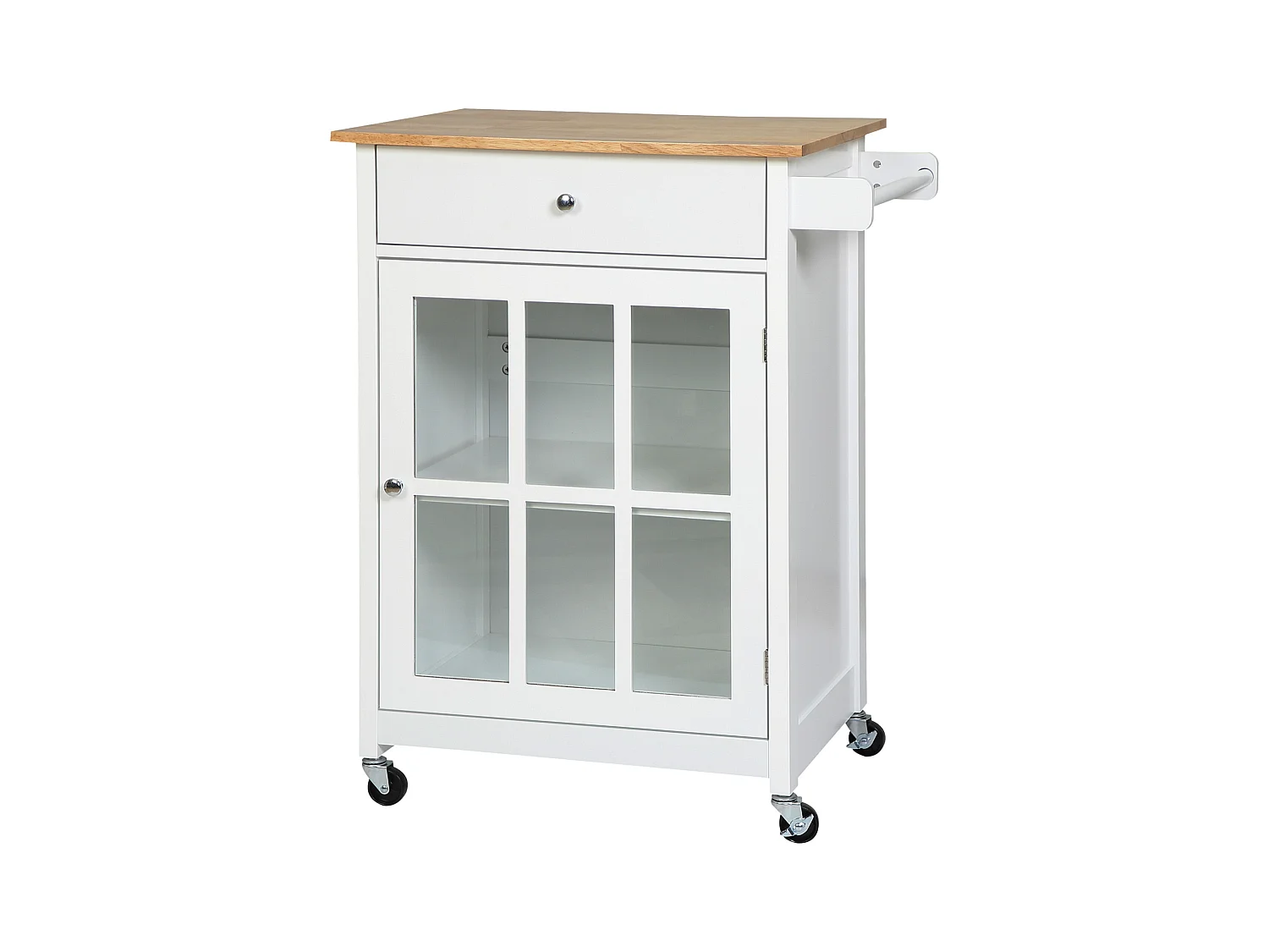 Carrello da cucina multiuso in legno bianco 67x48x86.5cm