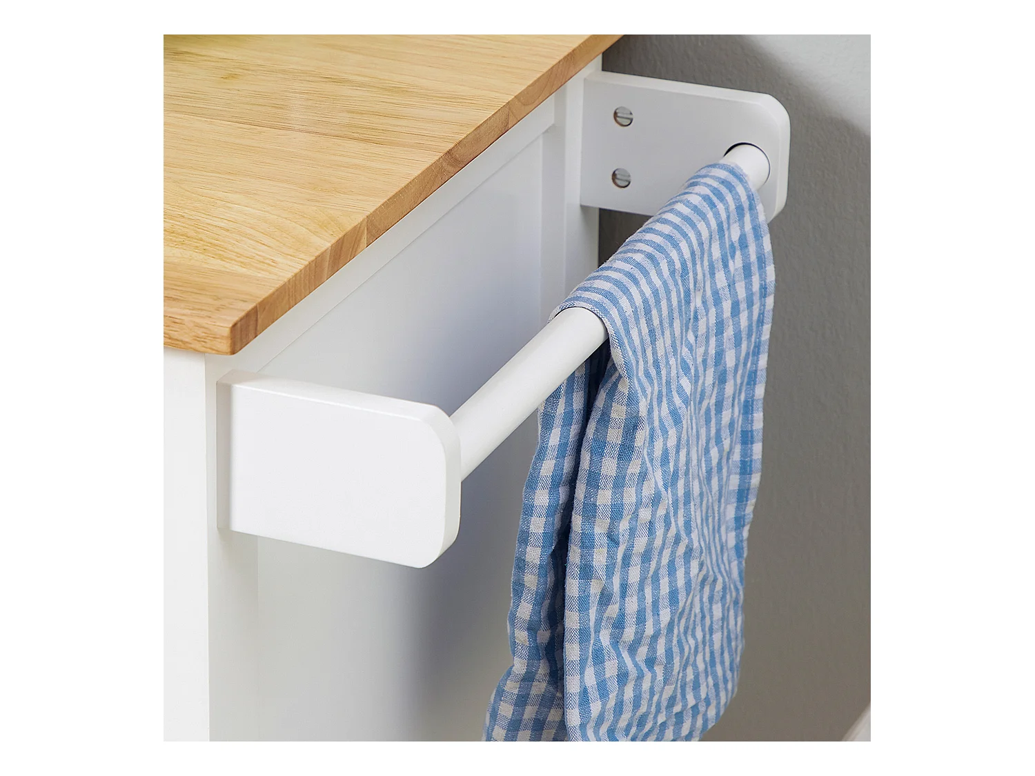 Carrello da cucina multiuso in legno bianco 67x48x86.5cm