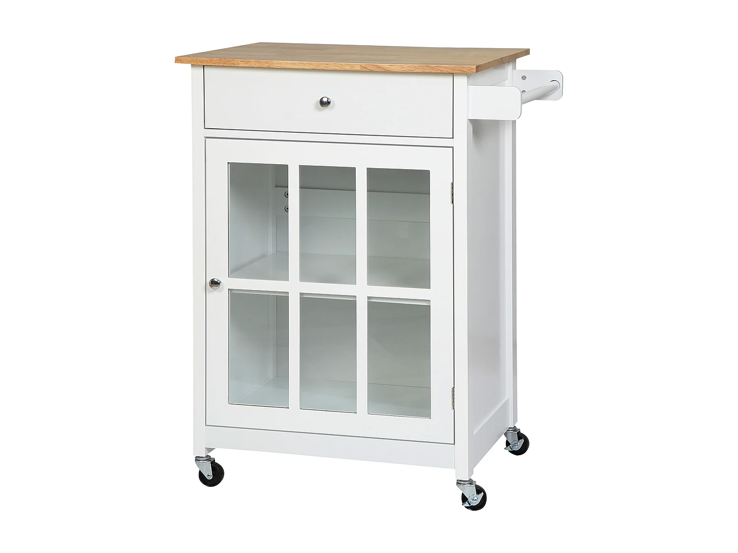 Carrello da cucina multiuso in legno bianco 67x48x86.5cm