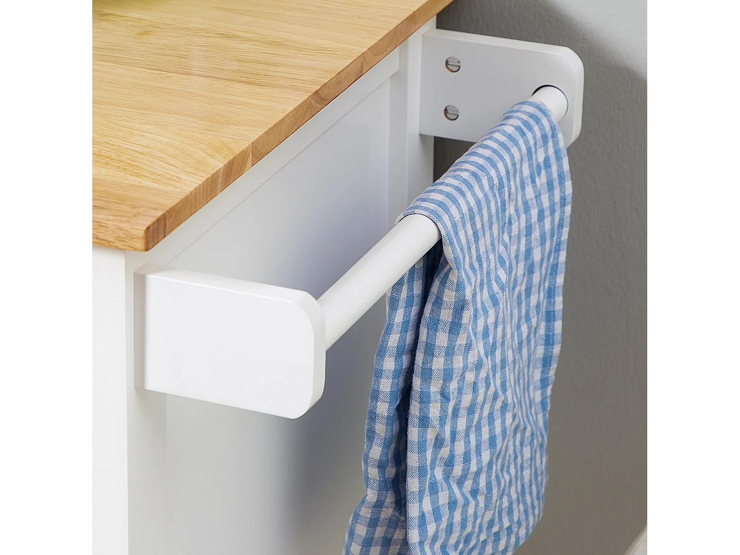 Carrello da cucina multiuso in legno bianco 67x48x86.5cm