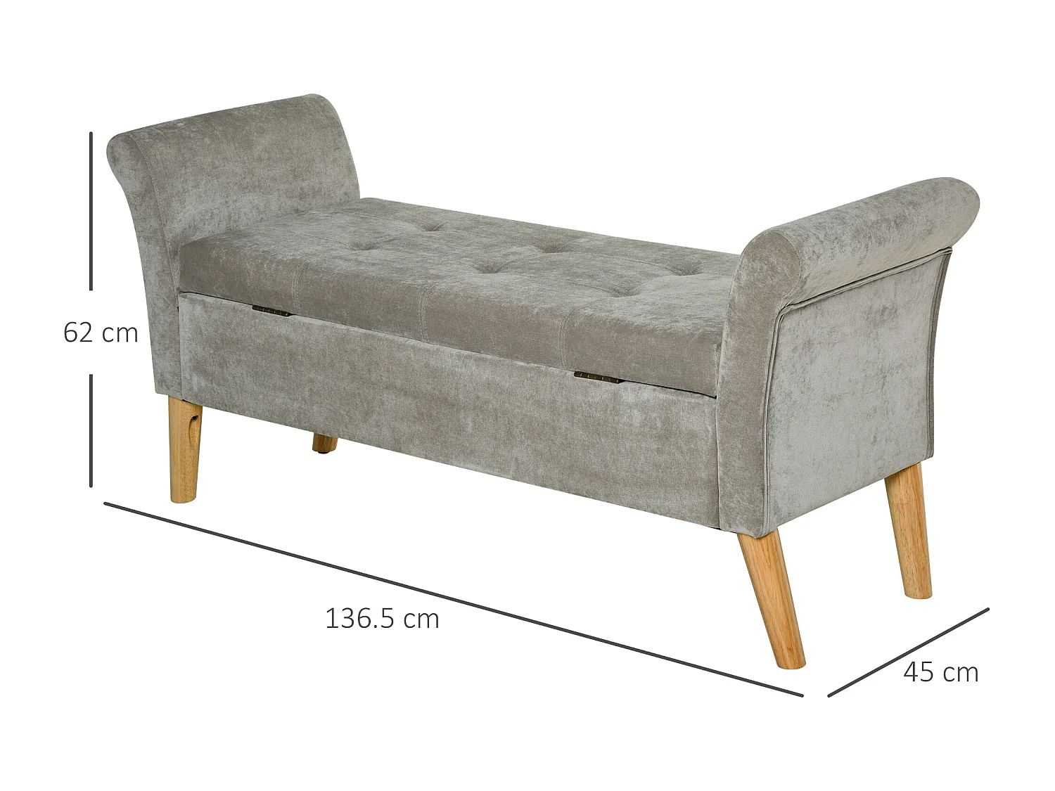 Panca fondoletto imbottita con vano contenitore stile vintage