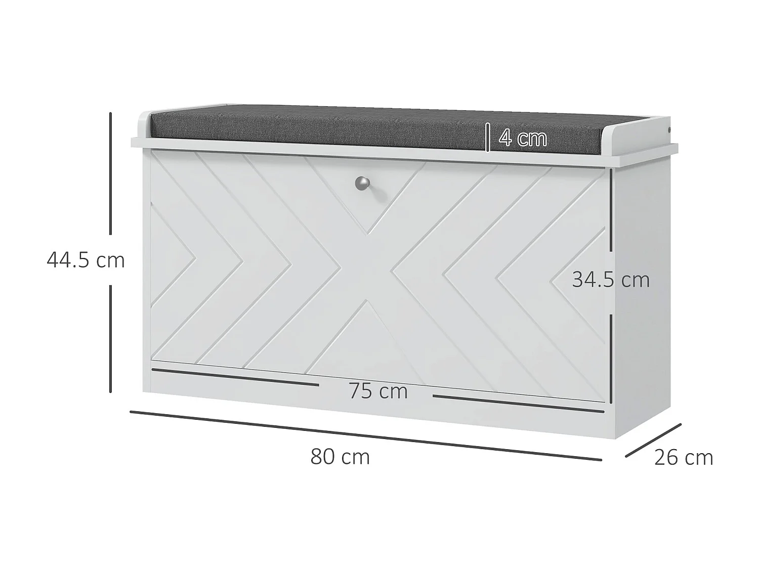 Panca scarpiera salvaspazio con cuscino per 8 paia di scarpe bianco