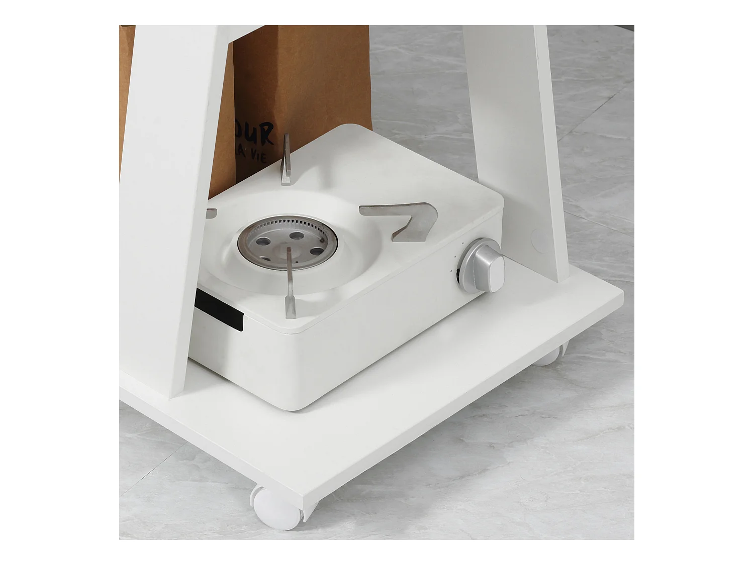 Carrello portavivande da cucina in legno con ripiani e ruote