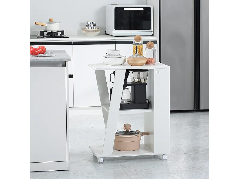 Carrello portavivande da cucina in legno con ripiani e ruote