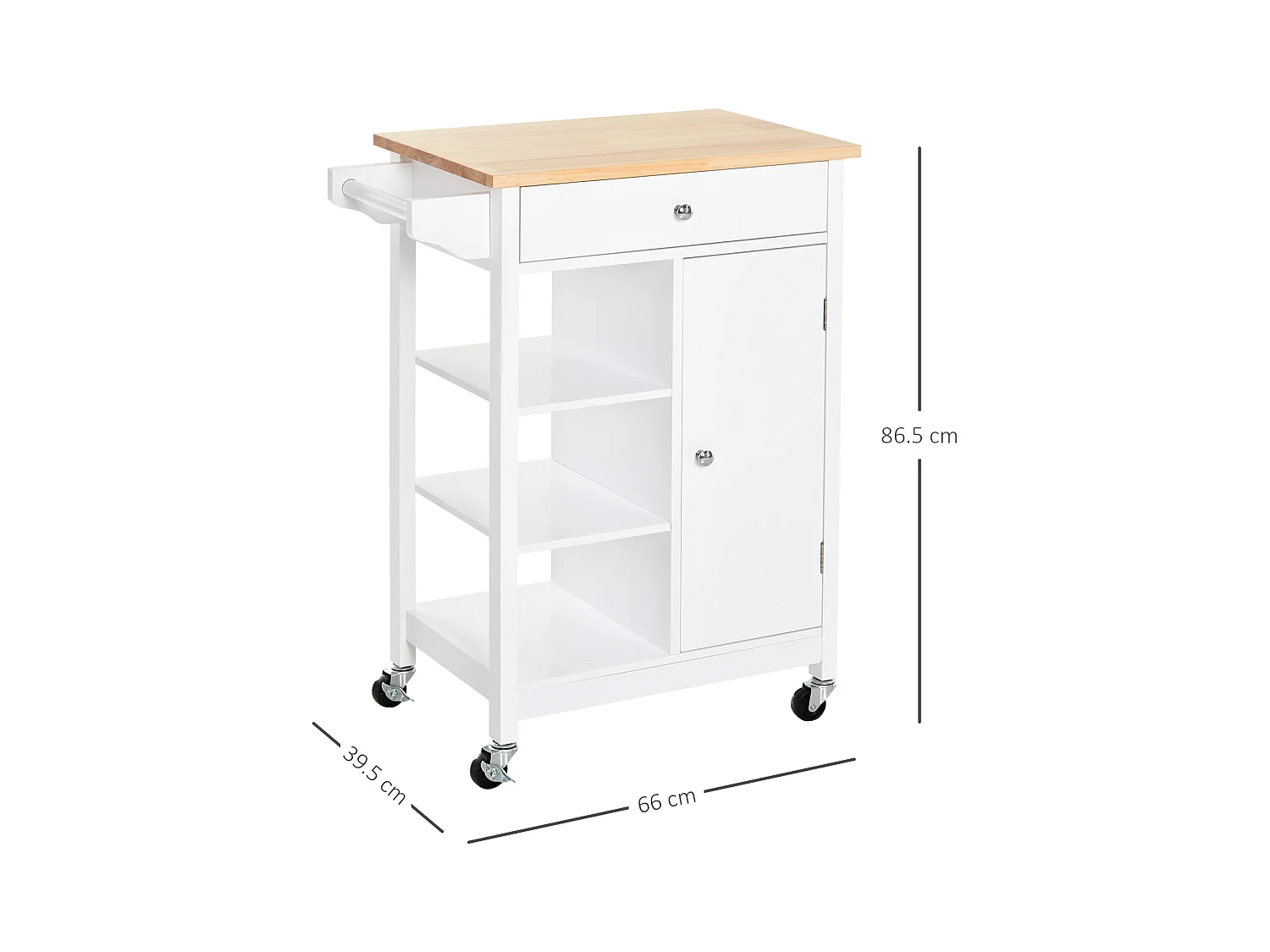 Carrello da cucina salvaspazio in legno mdf bianco