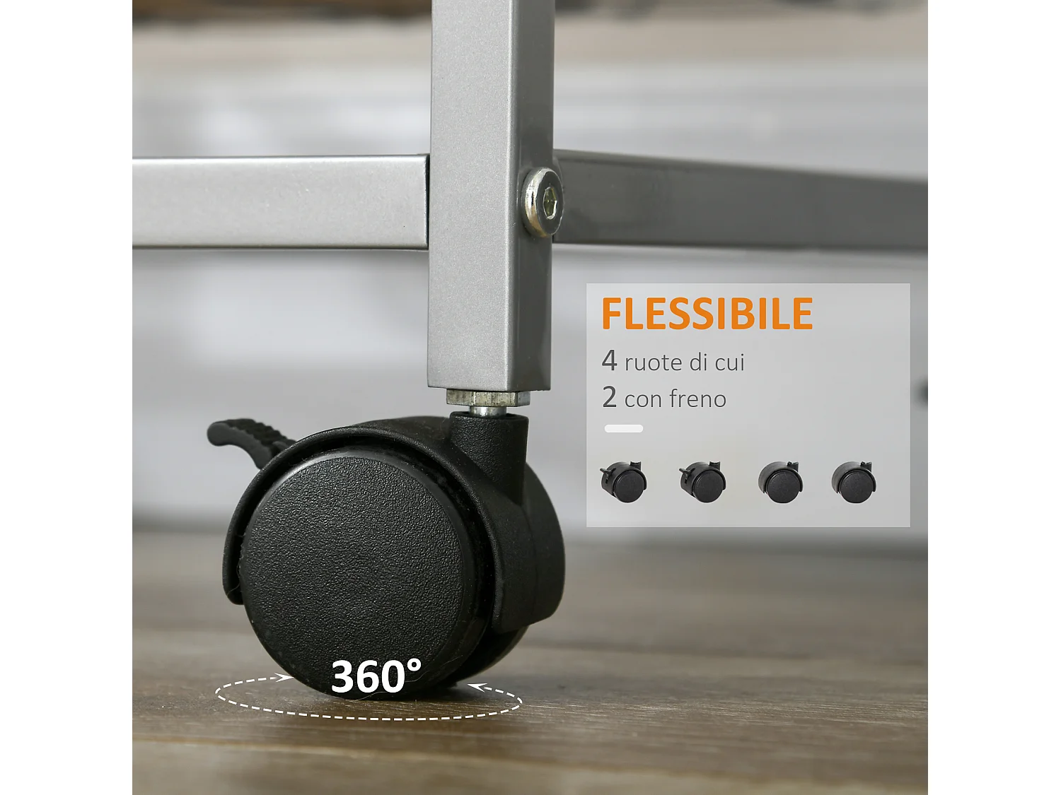 Carrello da cucina con 4 cesti in legno e acciaio 36.5x36.5x89 cm