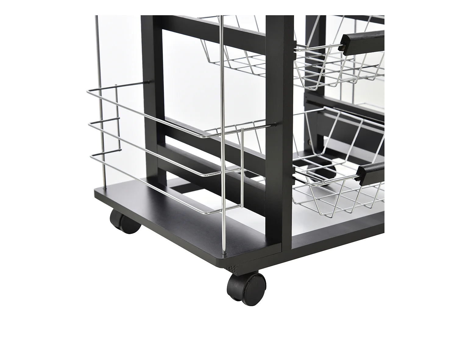 Carrello da cucina salvaspazio legno di pino metallo nero bianco