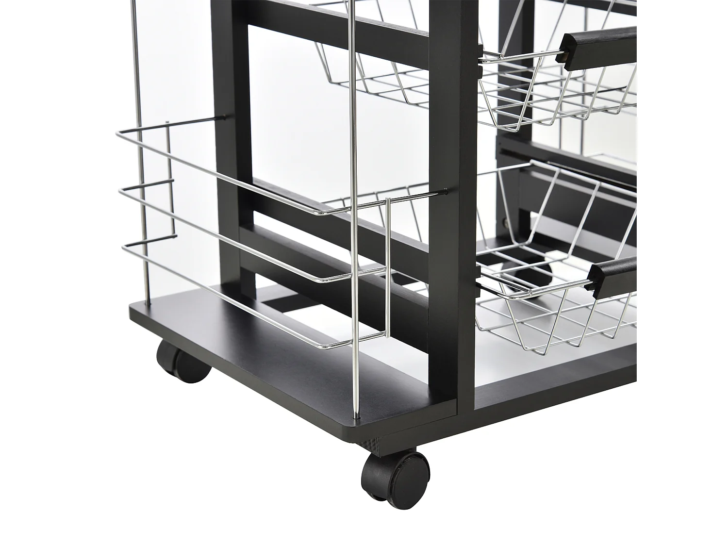 Carrello da cucina salvaspazio legno di pino metallo nero bianco