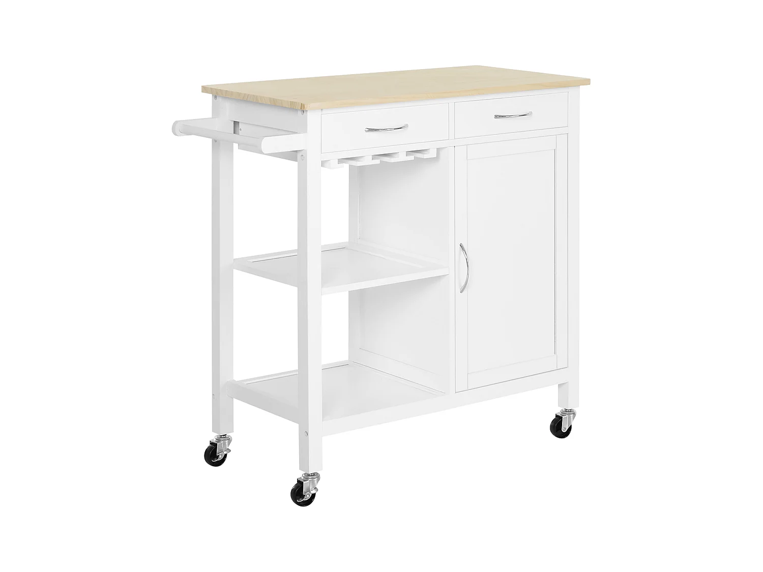 Carrello da cucina classico con cassetti salvaspazio legno bianco